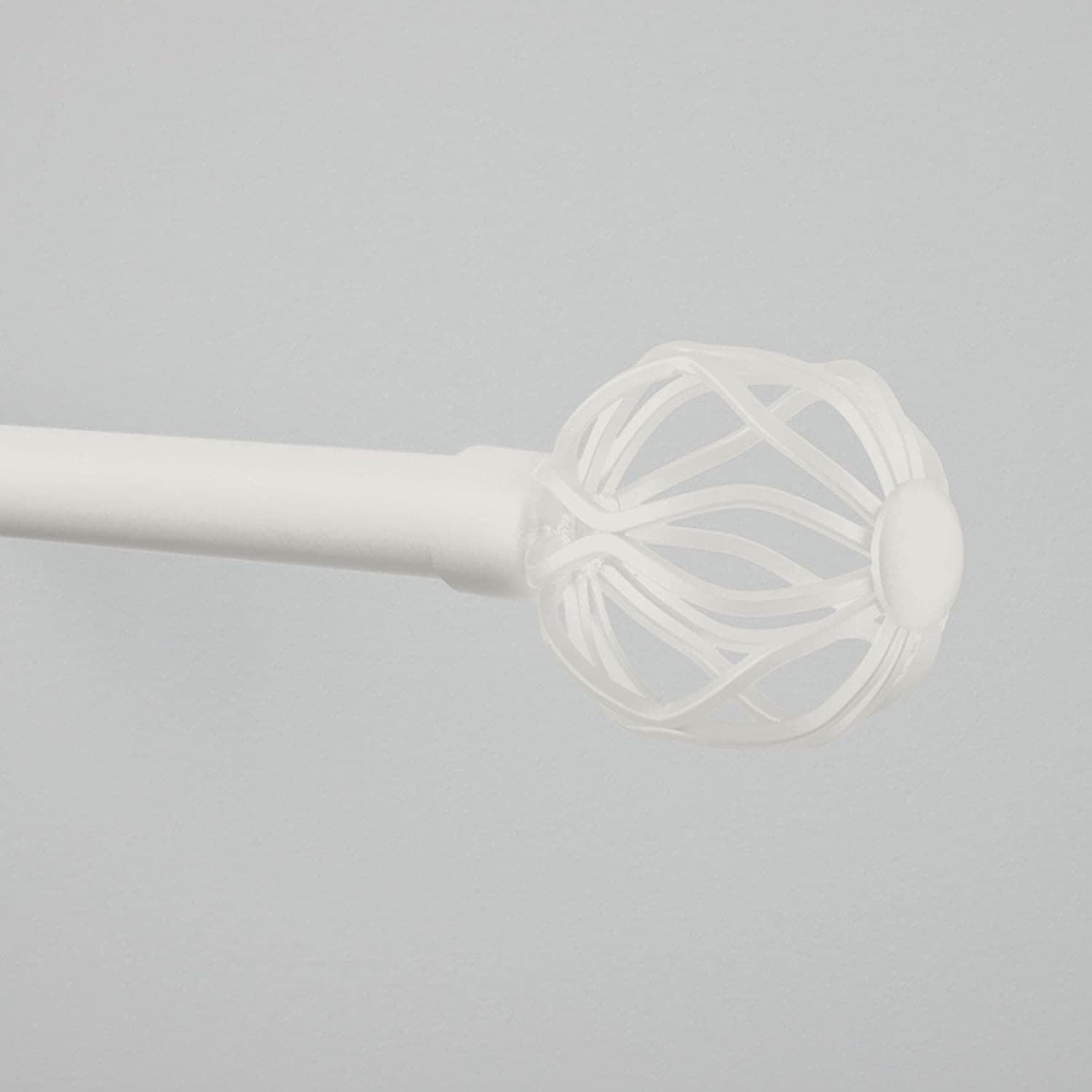 Exclusive Home Ogee 1" Curtain Rod and Coordinating Finial Set, Matte White, Adjustable 66"-120"