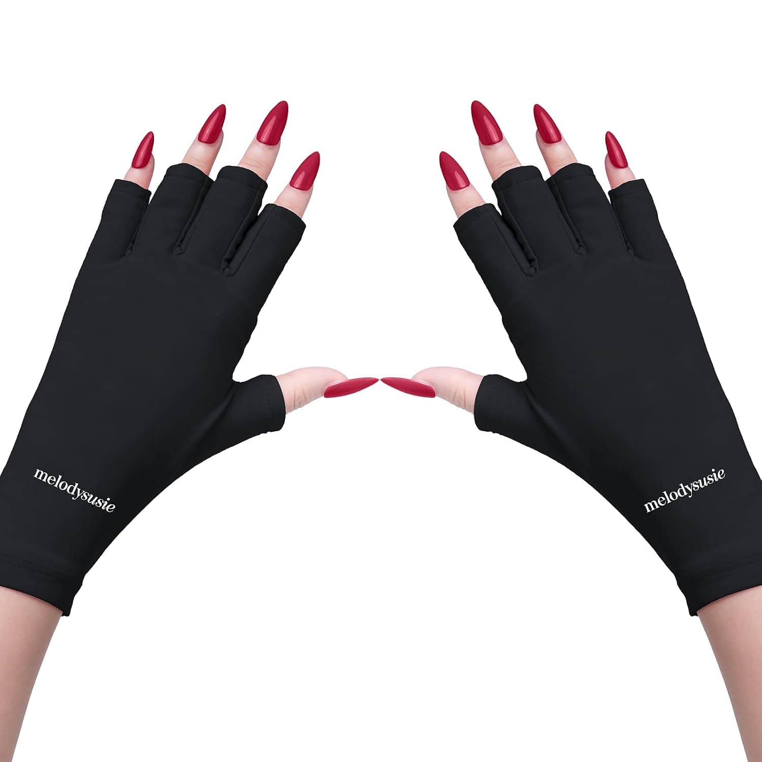 MelodySusie Protection UV Glove for Nail Lamp, Professional UPF50+ Gel Manicure Gloves, Nail Art Skin Care Fingerless Anti UV Sun Glove Protect Hands from UV Harm(Black)