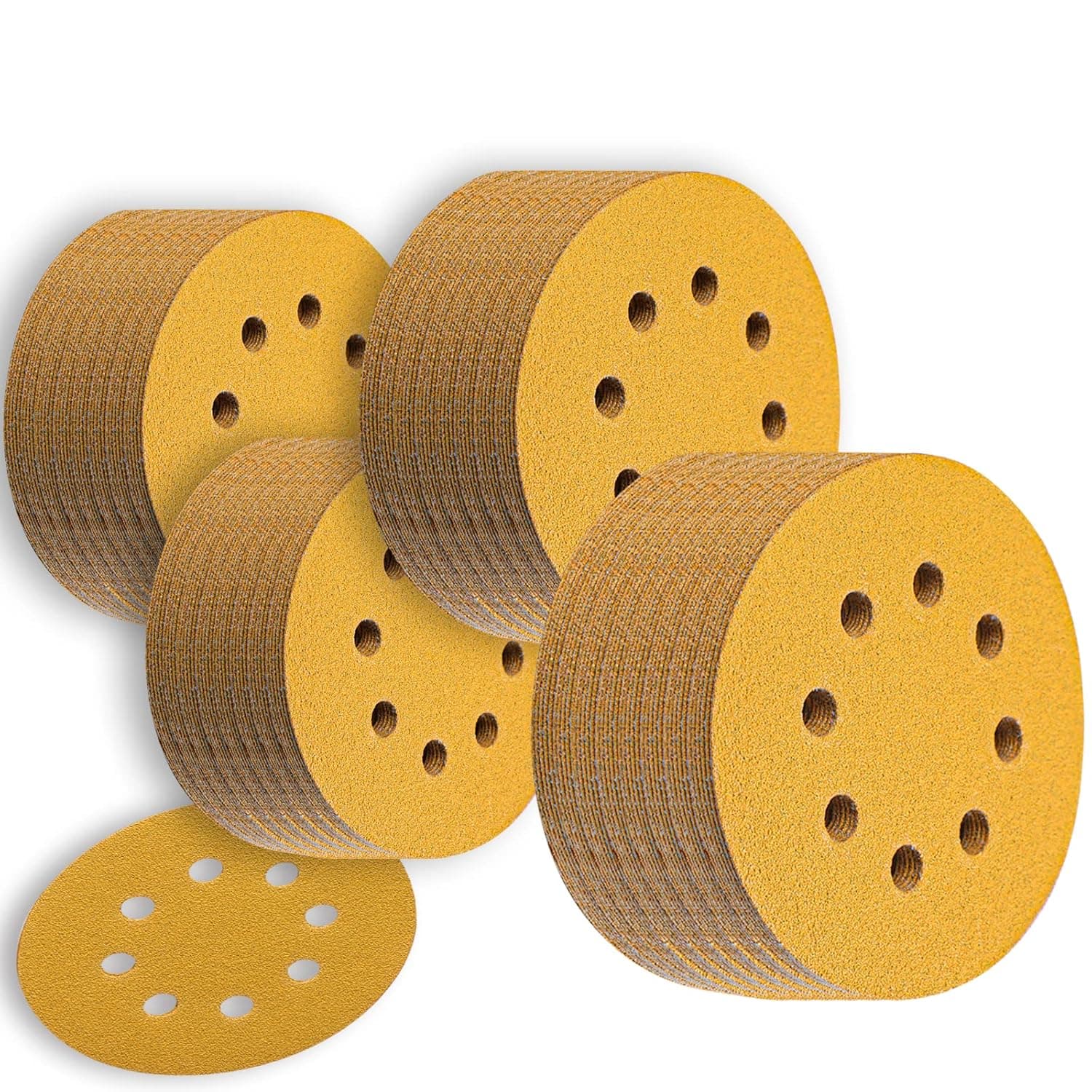Spmarkt 220 Grit Sandpaper Discs for Sander, 5 inch 8 Hole 220 Grit Sandpaper for Woodworking, Random Orbital Sander Pads, 5inch Hook and Loop Sanding Discs for Automotive (100pack)