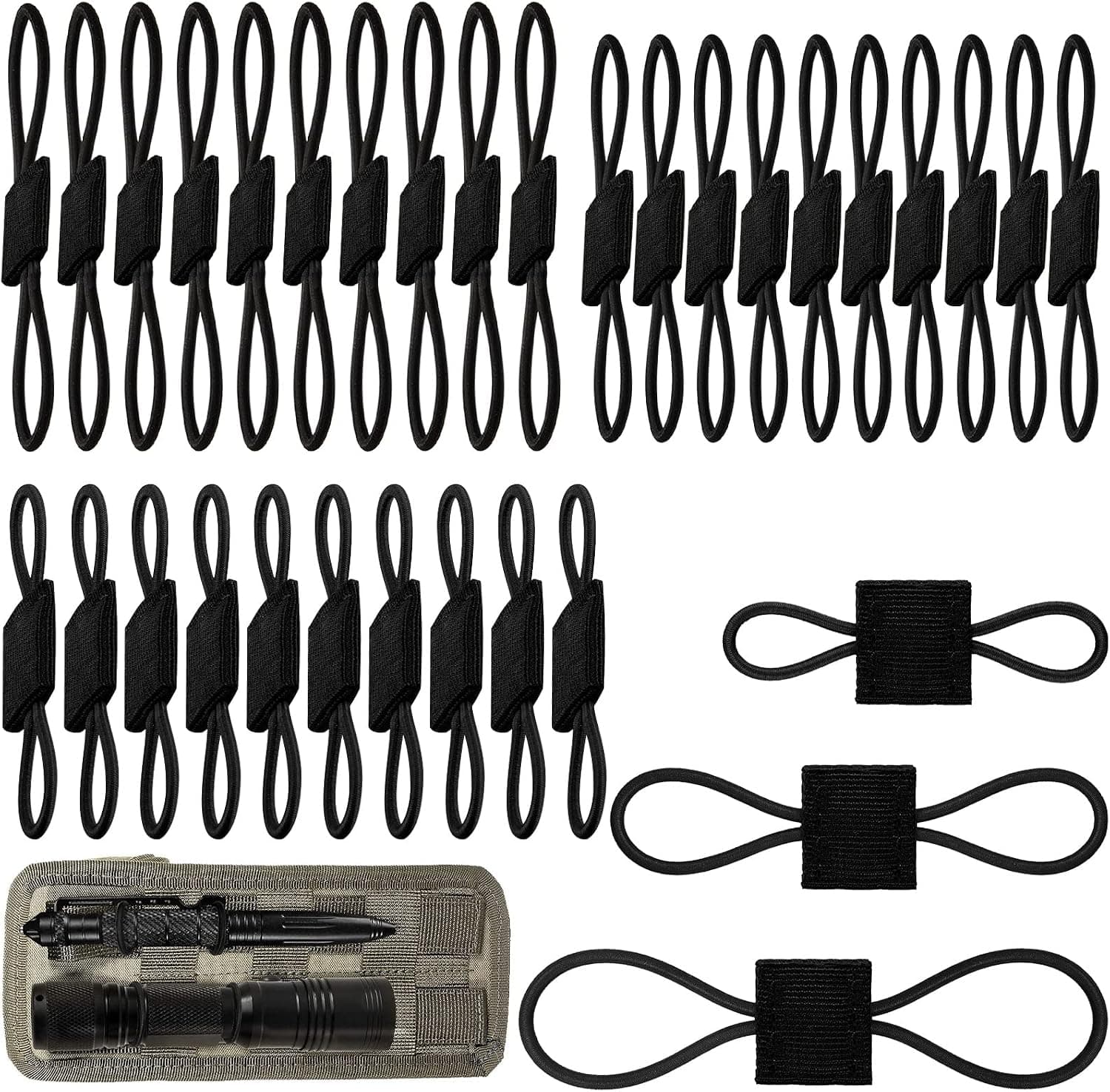 Waydress 30 Pieces 3 Sizes Tactical Gear Holder Clip Molle Web Elastic Webbing Retainer Binding Ribbon Buckle Vests for Tactical Backpacks Molle Bags