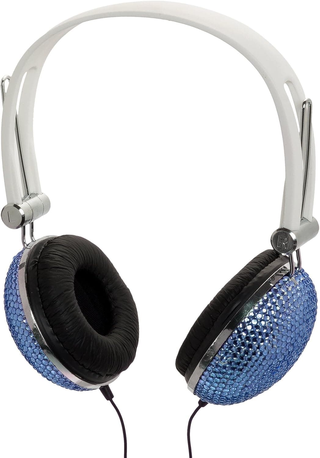 Aqua Blue Crystal Rhinestone DJ Over Ear Headphones