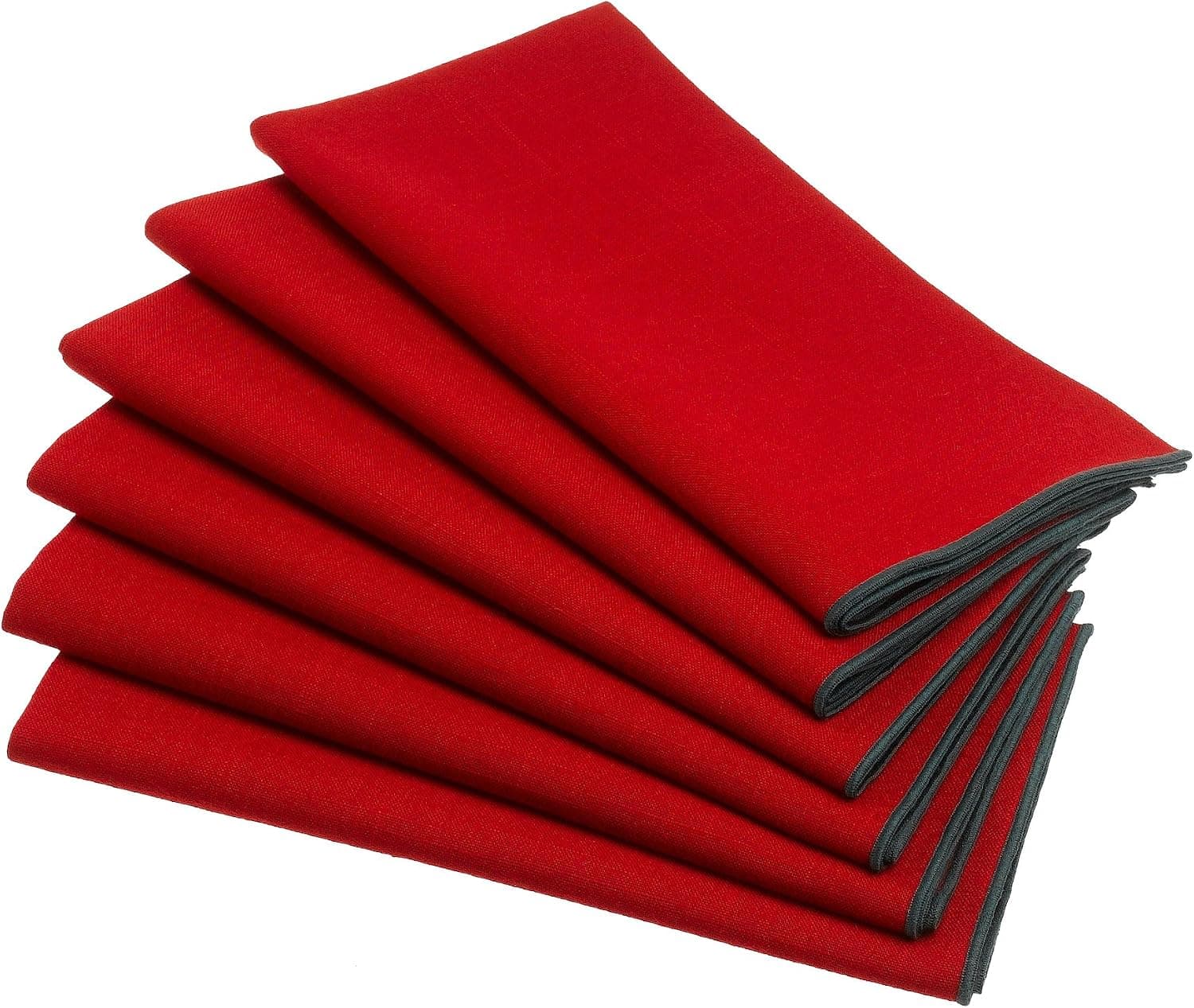 Rose Tree Fairlane Napkin, Set of 6, Red with Hunter Trim