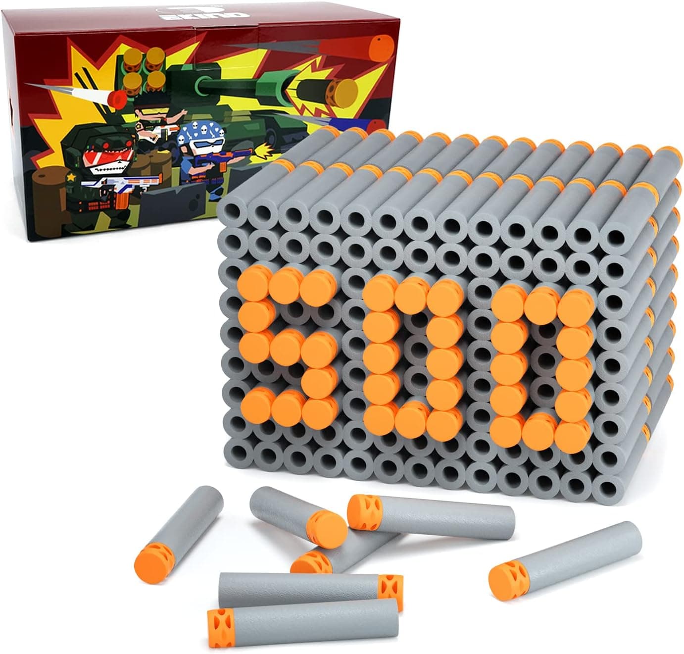 EKIND 500 Pcs Waffles Darts Refill Pack Foam Bullet Compatible for NERF N-Strike Series Blaster (Gray)
