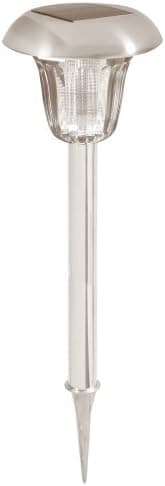 Moonrays 95410 Vino 4 Pack of Solar Fixtures Stainless Steel, Pewter Finish