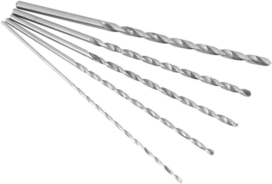 5Pcs 150mm-160mm Extra Long Twist Drill Bit High Speed Steel Straight Shank Tool Sets 2-5 mm for Wood Plastic and Aluminum