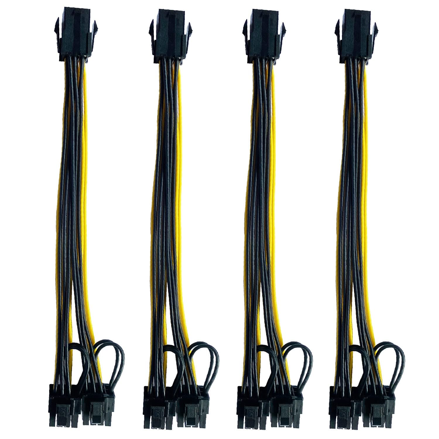 Amangny 6 Pin to 2 X 8 Pin (6+2) PCIe Adapter Power Cable PCI Express Y - Splitter Cable 9 Inches (4 Pack)