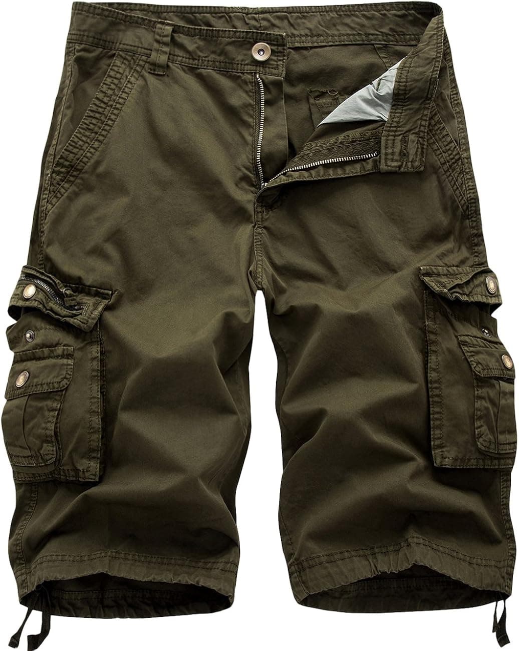 chouyatou Men's Active Normal Waist Loose Multi-Pocket Versatile Twill Cargo Shorts