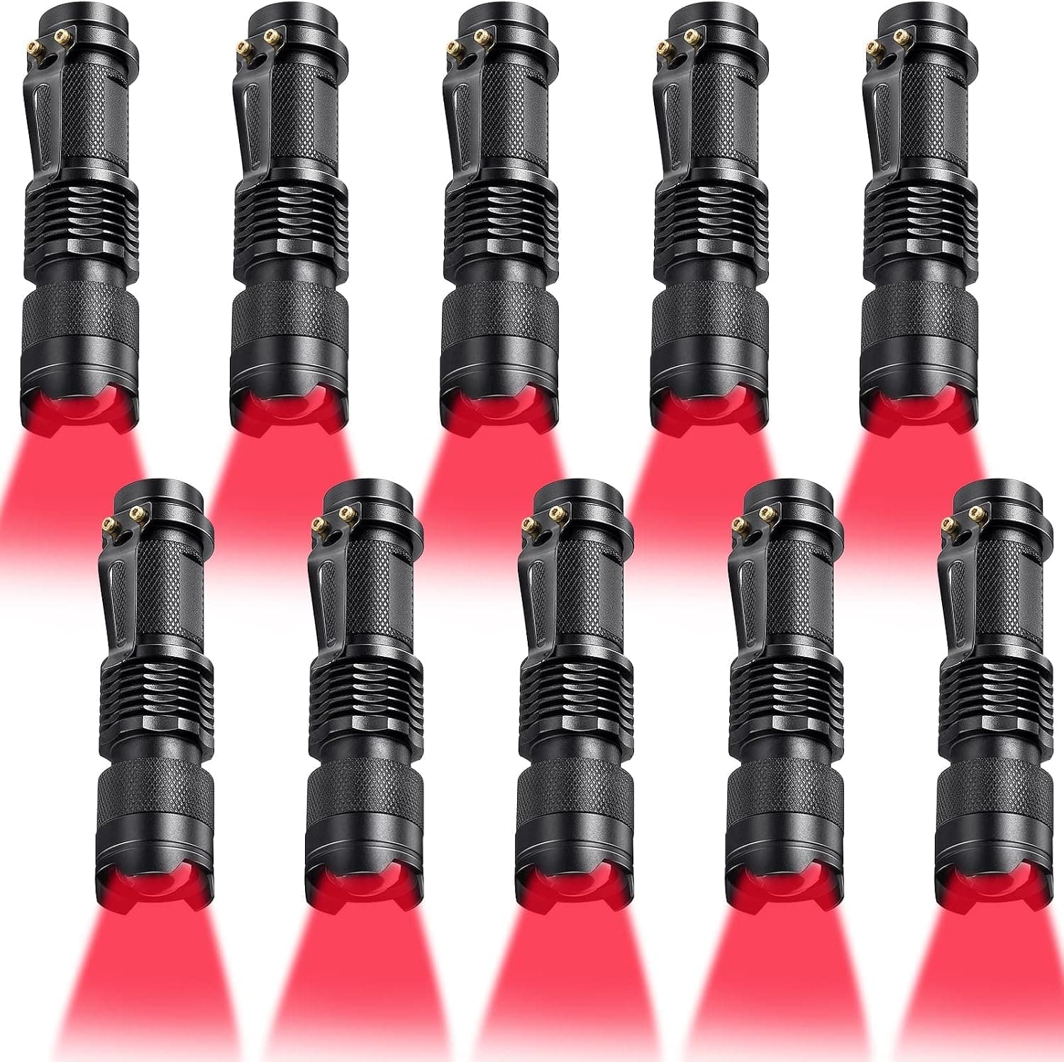 Honoson Red Flashlight LED Red One Mode Light Single Mode Red LED Torch Scalable Red Light Flashlight for Astronomy Aviation Night Observation (10 Pieces)