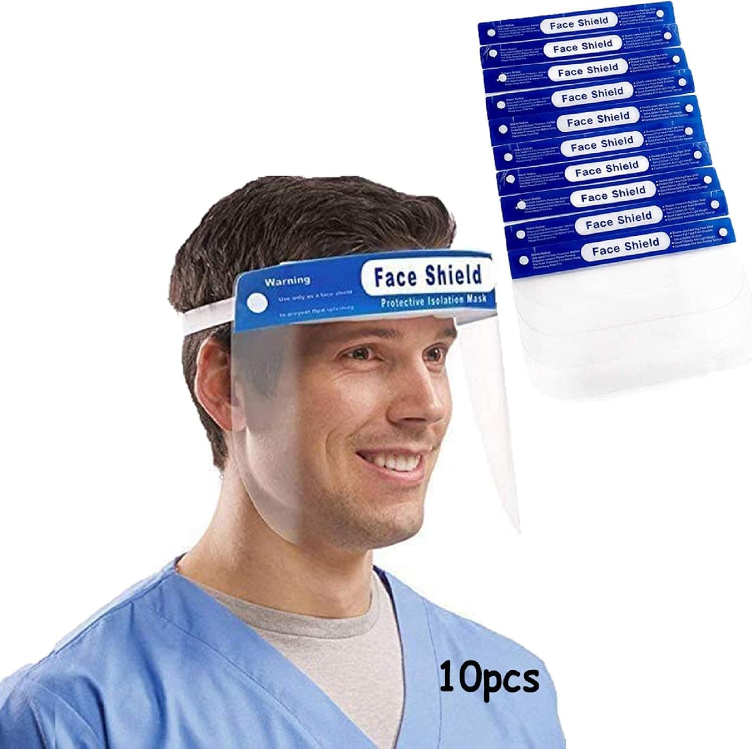 10 Pack All-Round Protection Hat with Clear Wide Visor Lightweight Transparent Shield with Adjustable Elastic Band For Man Women Childs
