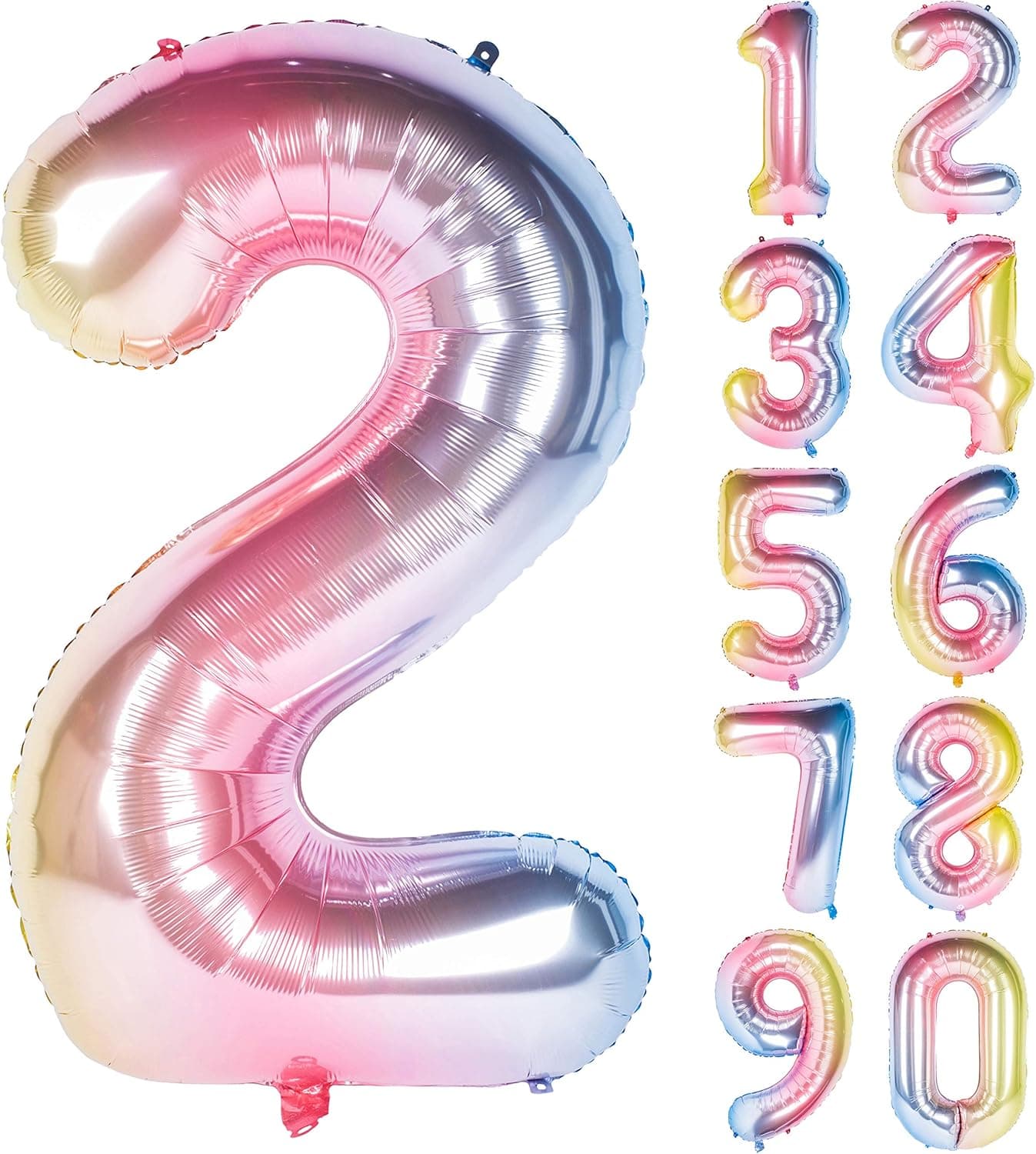 New 40 Inch Rainbow Digit Helium Foil Birthday Party Balloons Number 2