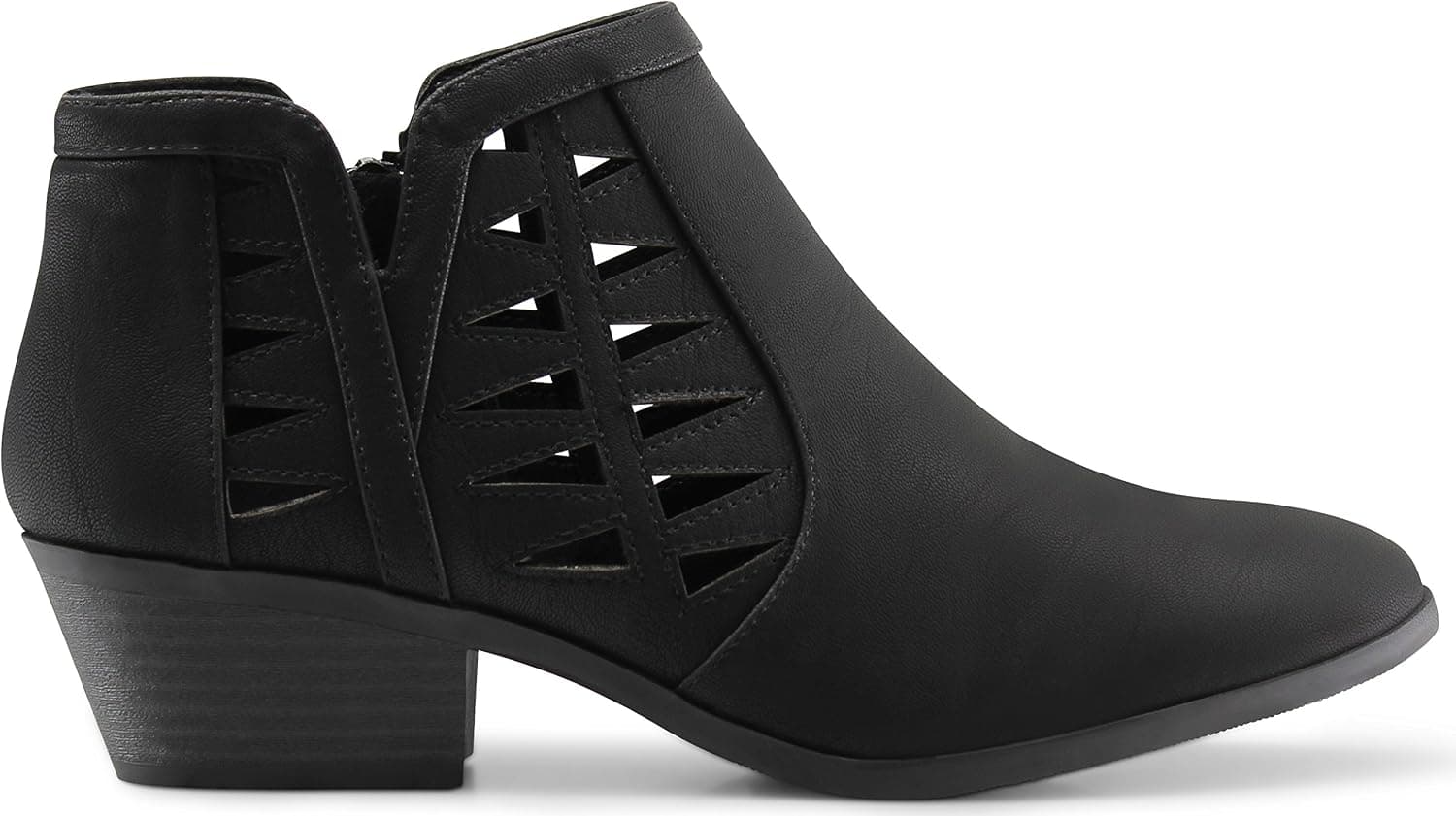 MARCOREPUBLIC Oslo Womens Perforated Cutout Chunky Shoes - Casual and Comfortable Ankle Booties & Block Stacked Boot Heels for Women