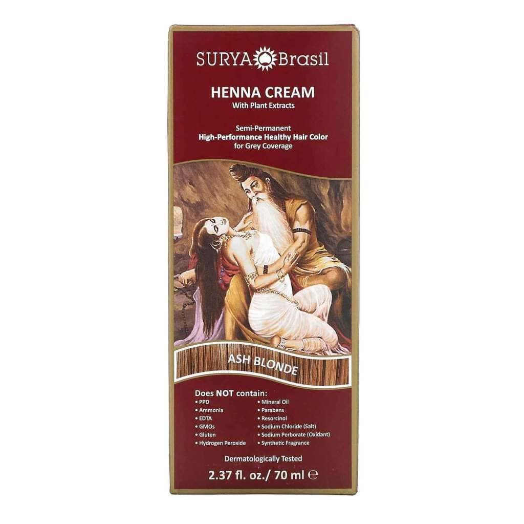 Surya Brasil - Henna Cream Hair Color Treatment, Semi Permanent Hair Color for Gray Hair Coverage, Natural Henna Hair Color, Deep Conditioning Hair Dye, Ash Blonde, 2.37 oz / 70 ml