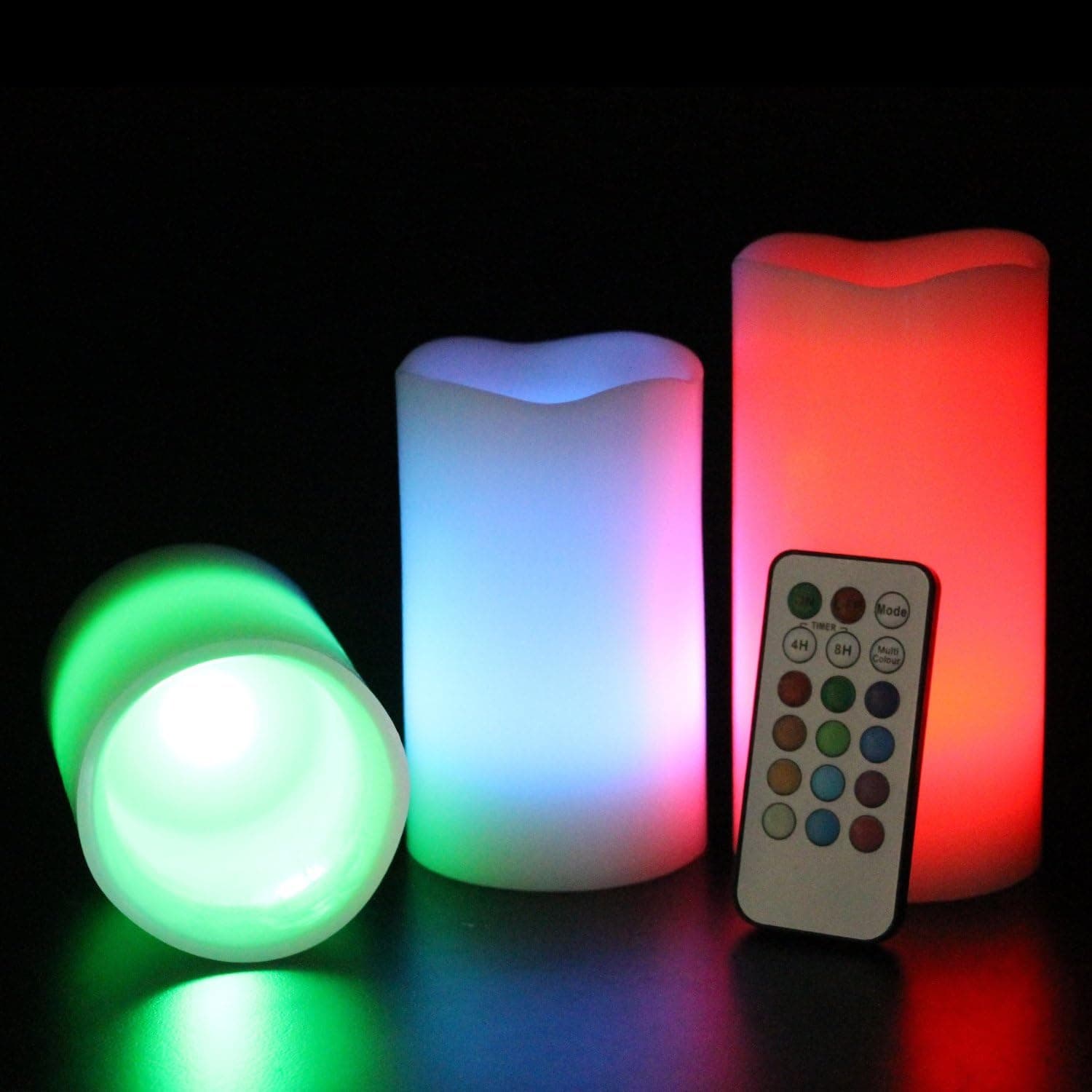Innolife Vanilla Scented Real Wax LED Light Flameless Candles with Color Changing Remote Control (4'', 5'', 6'' inch Candles) for Yoga Meditation Practice Relaxing Home Decoration