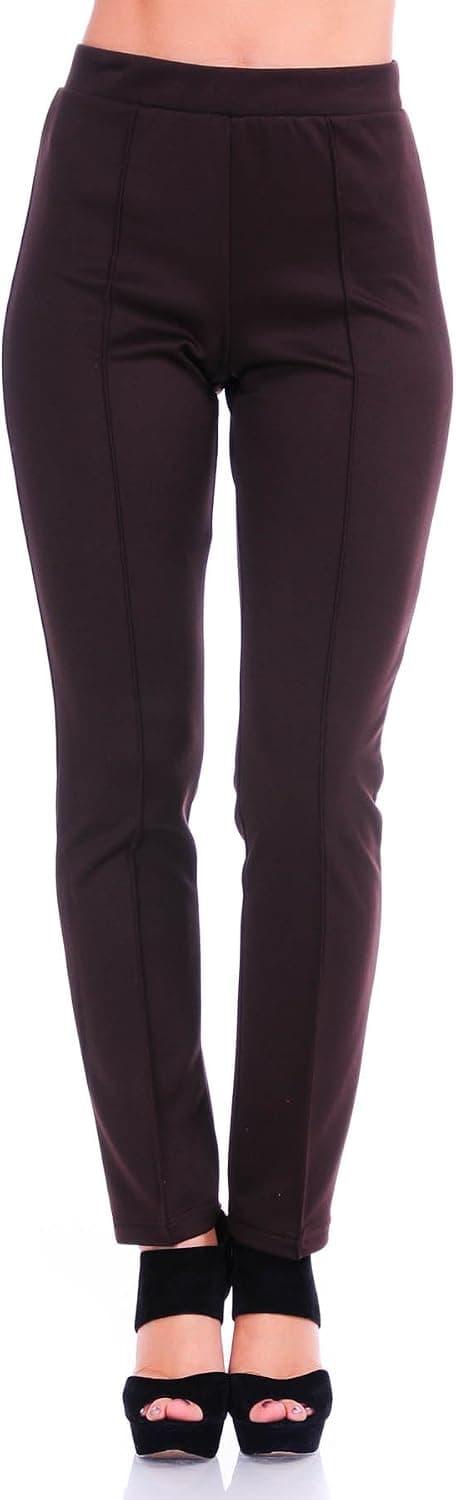 SR Women's Solid Stretch Straight Leg Slim Fit Pants (Size: S - 5X)