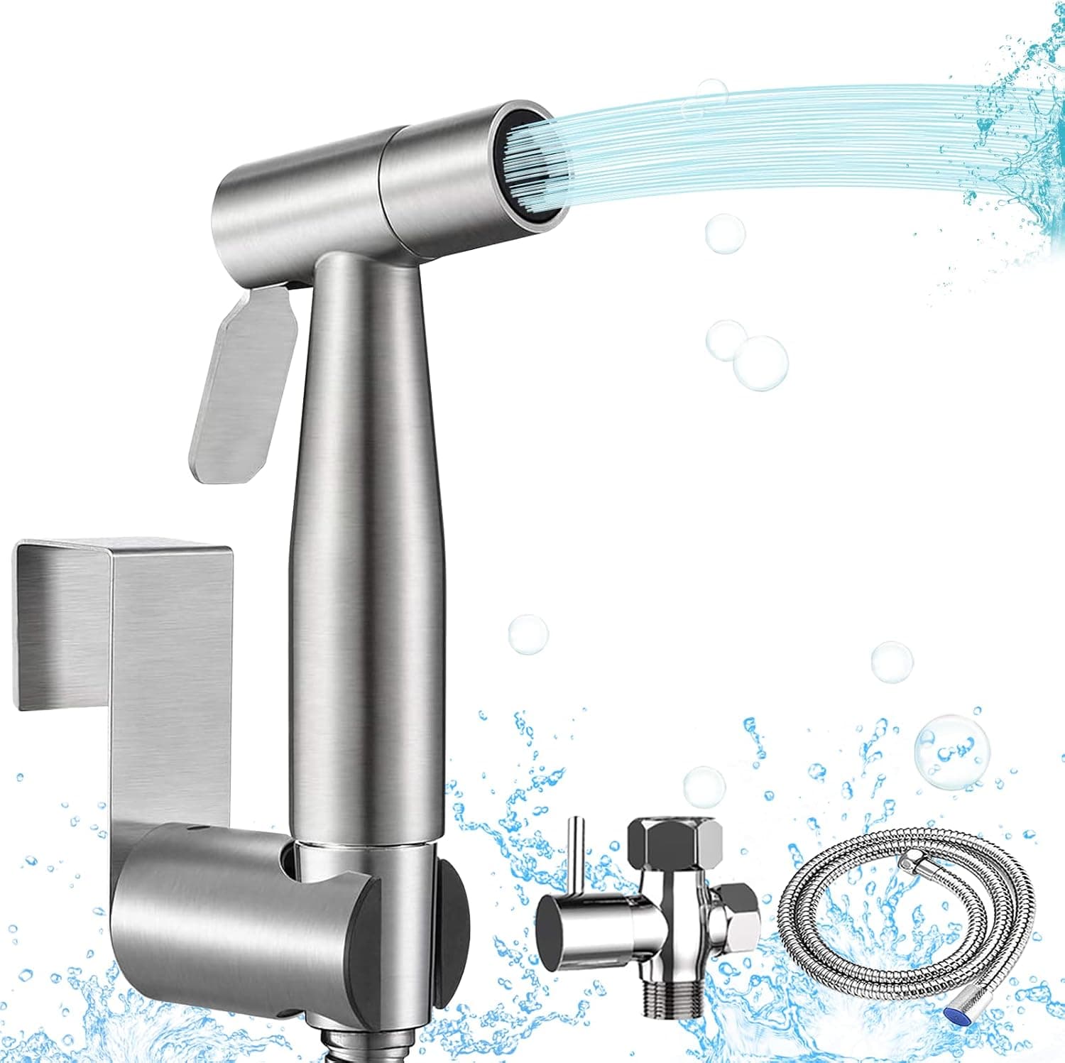 Handheld Bidet Sprayer Set for Toilet, Wodgreat High Pressure Sprayer Kit with Hose for Cleaning Bathroom, Bidet Faucet for Personal Hygiene, Pet Shower, Baby Cloth Diaper Sprayer, 304 Stainless Steel