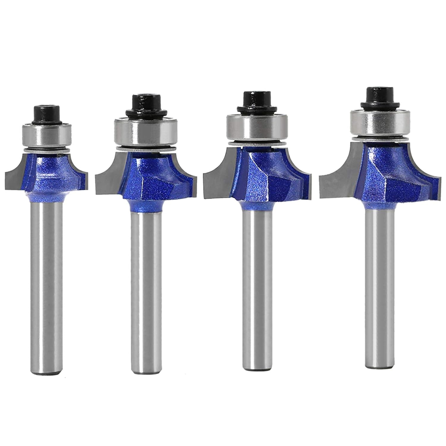 Meihejia 1/4 Inch Shank Round Over Router Bit Set 1/8", 5/32", 3/16", 1/4" Radius Rounding Over Bit Set - 4 Pcs