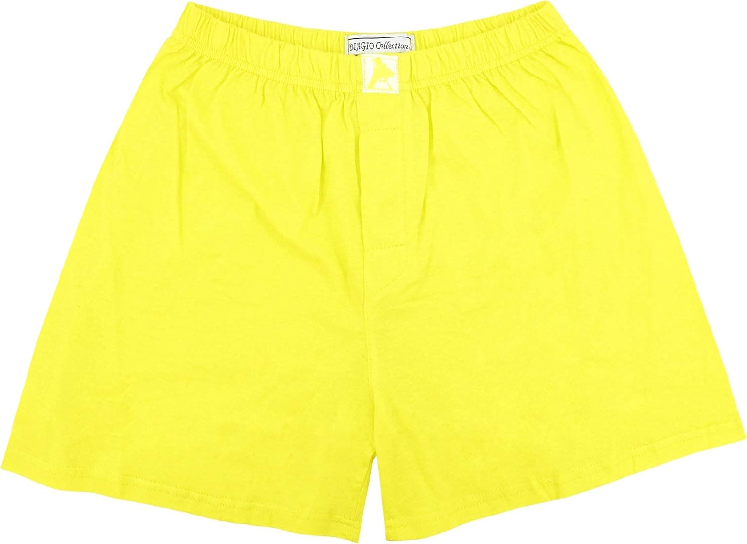 Biagio Mens Solid Golden Yellow Color BOXER 100% Knit Cotton Shorts