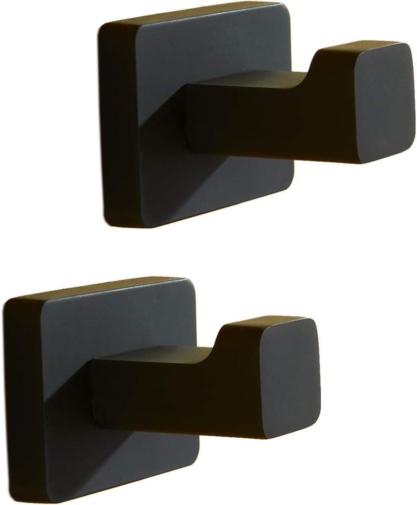 Stainless Steel Single Bathroom Hook By MARMOLUX ACC Wall Mount Robe, Towel & Clothes Hook With Screw Fittings Heavy Duty Waterproof, Electroplated, Corrosion & Discoloration Resistant ,Black Finish