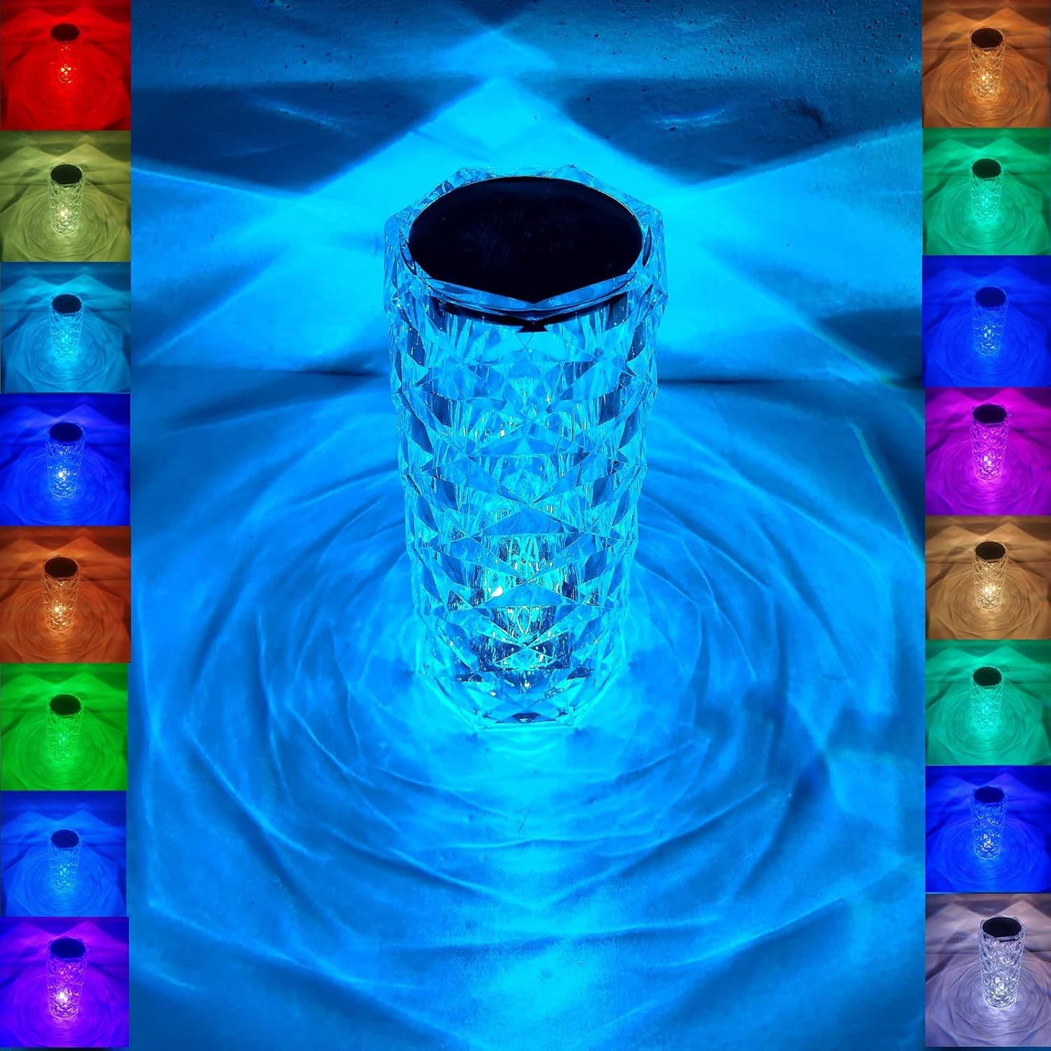 oneOKRO Rose Crystal Diamond Table Lamp, RGB Touch Control Bedside Crystal Rose Lamp, 16 Color Changing Creative Romantic Rose Acrylic Led Crystal Table Lamps for Bedroom Living Room, Kids Room