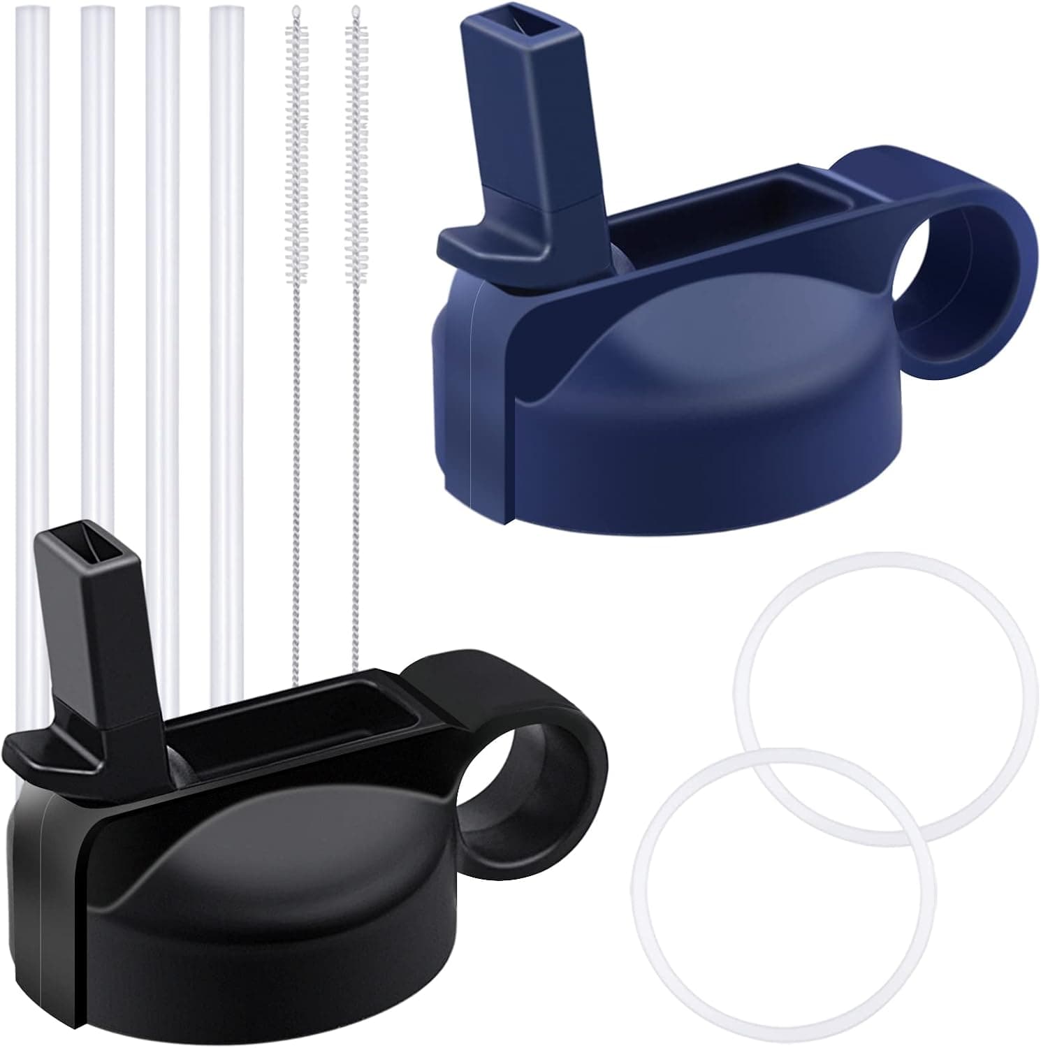 Straw Lid for Hydro Flask Wide Mouth Water Bottles 12oz-64oz with 4 Straws, 2 Straw Brushes and 2 Replacement Gaskets