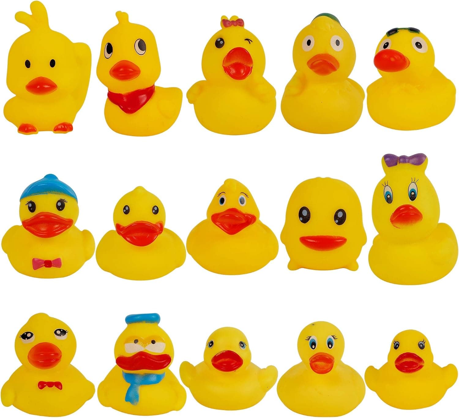 Cllayees Set of 15 Duck Bath Toy Rubber Duckies, 2 Inches Bathtub Duck Set Squeak Rubber Floating Duck Baby Shower Bath Tub Pool Toys