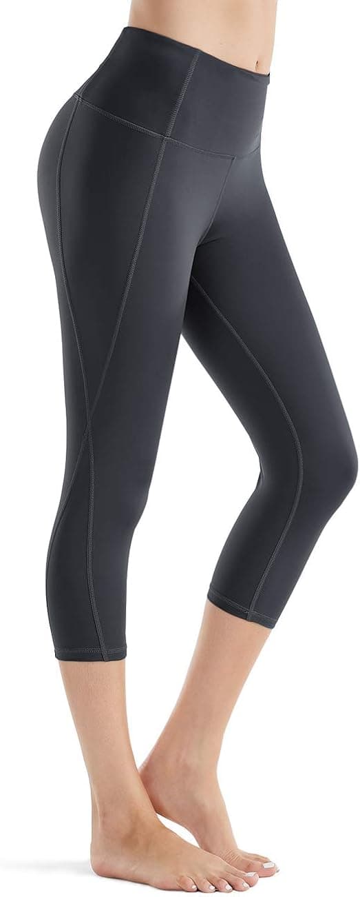 Rocorose Women's Yoga Pants High Waist Tummy Control with Inner Pockets Power Stretch Workout Capri Leggings