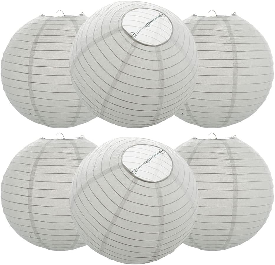 Decorative Round Chinese Japanese Paper Lantern (6pc) (White, 10 Inch)