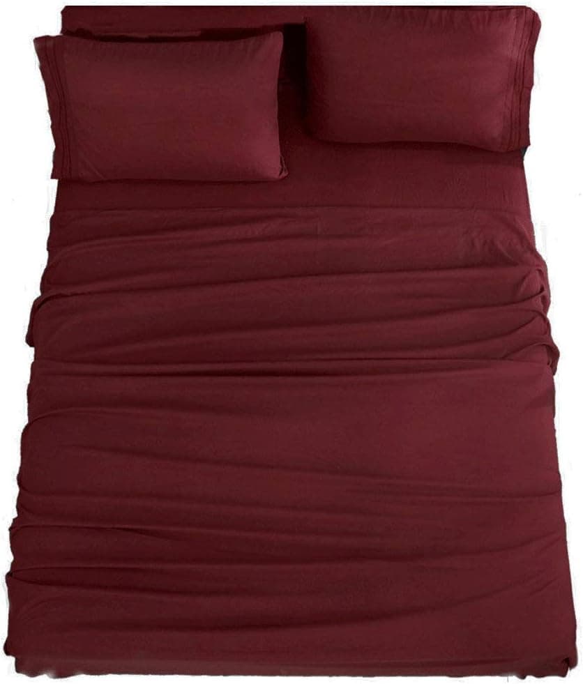 SONORO KATE Bed Sheet Set Super Soft Microfiber 1800 Thread Count Luxury Egyptian Sheets 16-Inch Deep Pocket，Wrinkle-3 Piece (Burgundy, Twin XL)