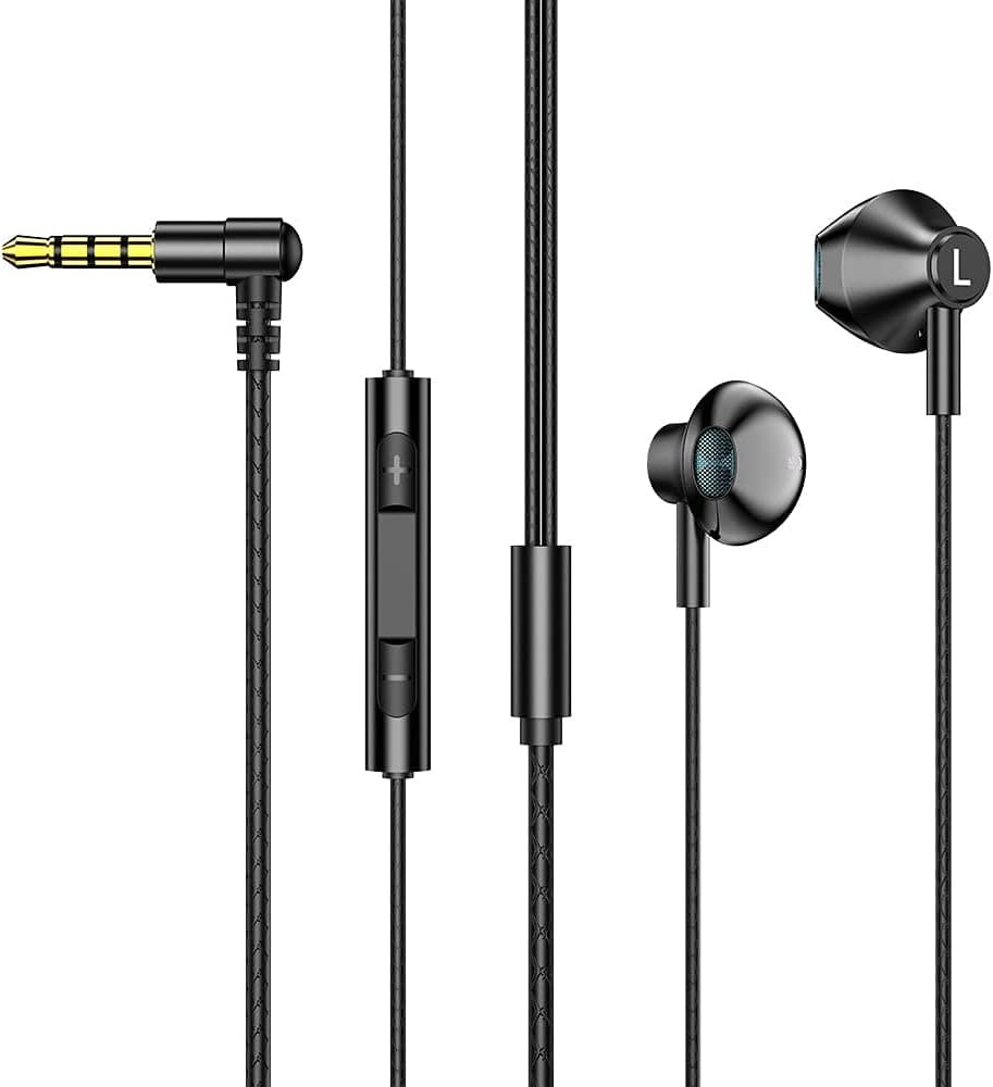 Hi-Res Headphones Noise Isolating Wired Earbuds with Microphone Lightweight Earphones with Volume Control 3.5mm Jack Reinforced Cable Intense Bass, Earbuds for Android,iPhone (Black)