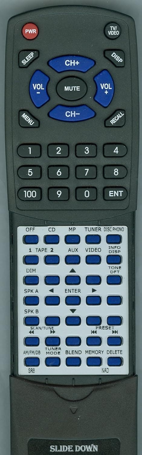 Replacement Remote Control for NAD C375BEE, C326BEE, C165BEE, C422, RCSR8, SR8
