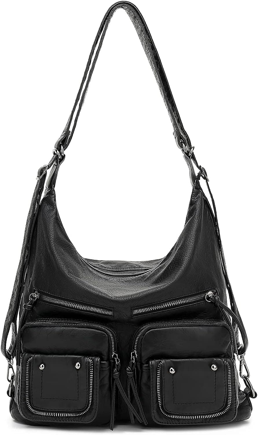 LL LOPPOP Large Convertible Hobo Crossbody Purse, Shoulder Backpack Bags Multi-Pocket Tote Bag for Women