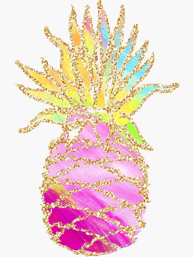 Pink Watercolor Glitter Pineapple Sticker - Sticker Graphic -Stickers for Hydroflask Water Bottles Laptop Computer Skateboard, Waterproof Decal Stickers