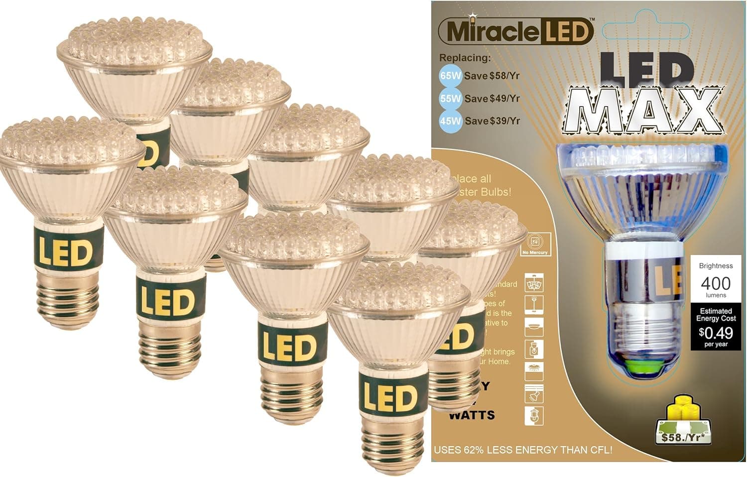 MiracleLED 604727 Almost Free Light Replacement Bulb, 40-60W, Cool White
