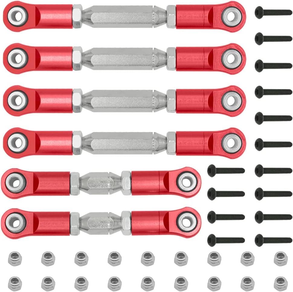 OGUNKE RC Aluminum AdjustableTie Rods & Turnbuckles Toe Links Set Linkage Steel Upgrade for 1/10 Arrma Senton 4X4 550 Granite 4X4 550（Replace Part：#AR330446#AR330515） Red