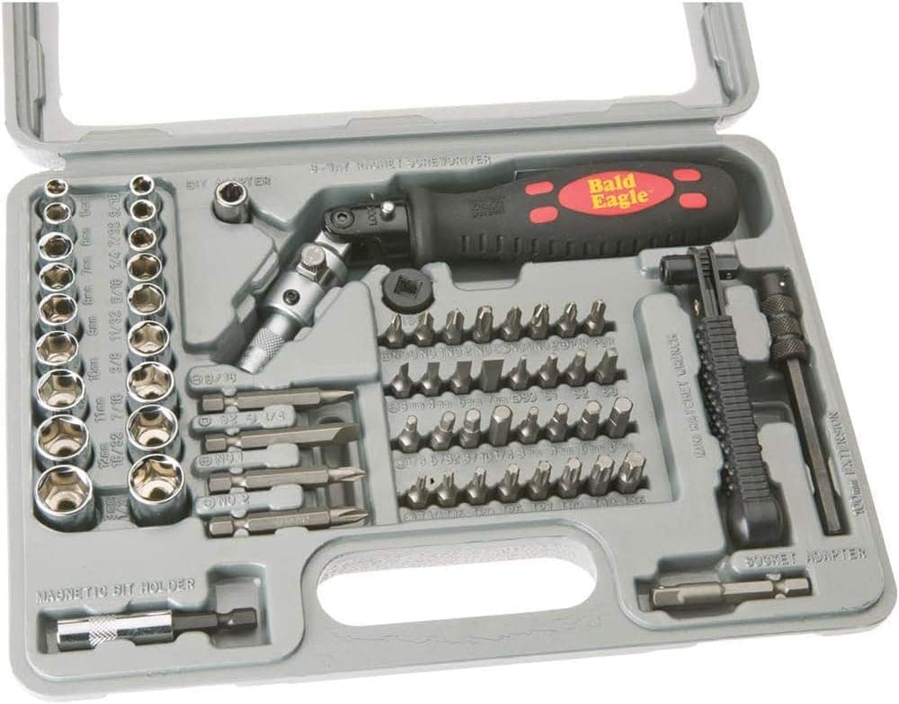 Bald Eagle BE1022 Ratchet Screwdriver Bit and Socket Set (61-Piece)