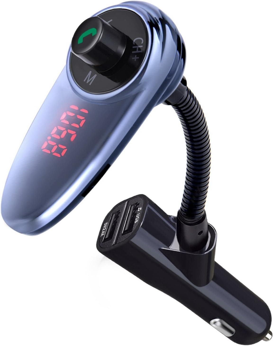 Car FM Transmitter, Megadream Wireless in-Car Radio Adapter Kit and FM Modulator Receiver with TF Card Slot and 2 Ports USB Car Charger for iPhone Samsung Galaxy Smartphone