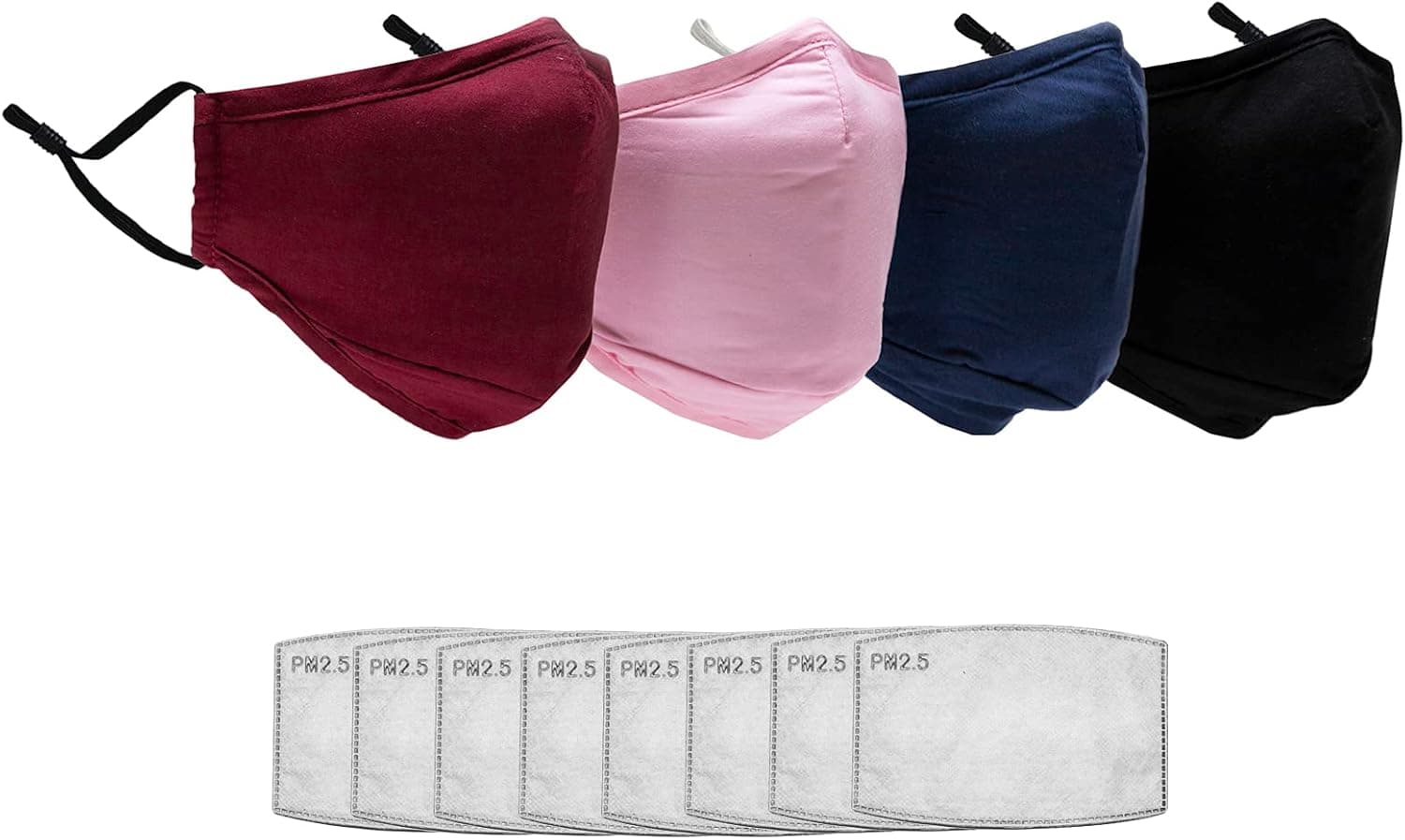 Z Mask Cotton Reusable Masks - Washable Adjustable Face Mask with Filter Pocket Insert and Nose Wire for Adults - Bundle of 4