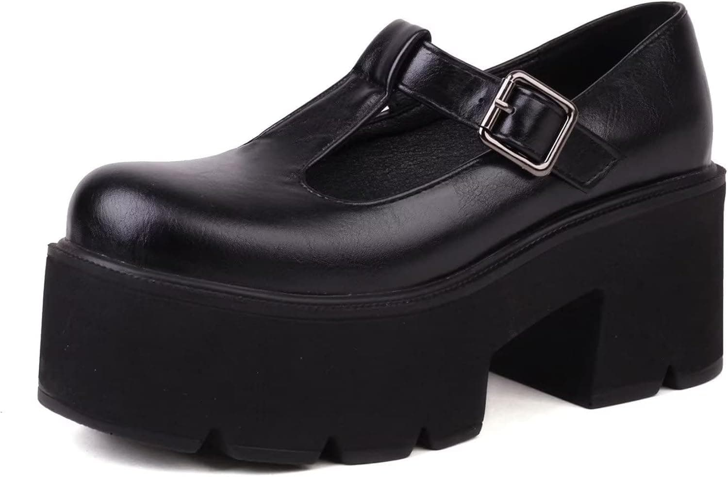 Odisen Women Lolita Shoes Platform Mary Janes Gothic Ankle Strap Round Toe Chunky Heel Uniform Dress Pumps Shoes