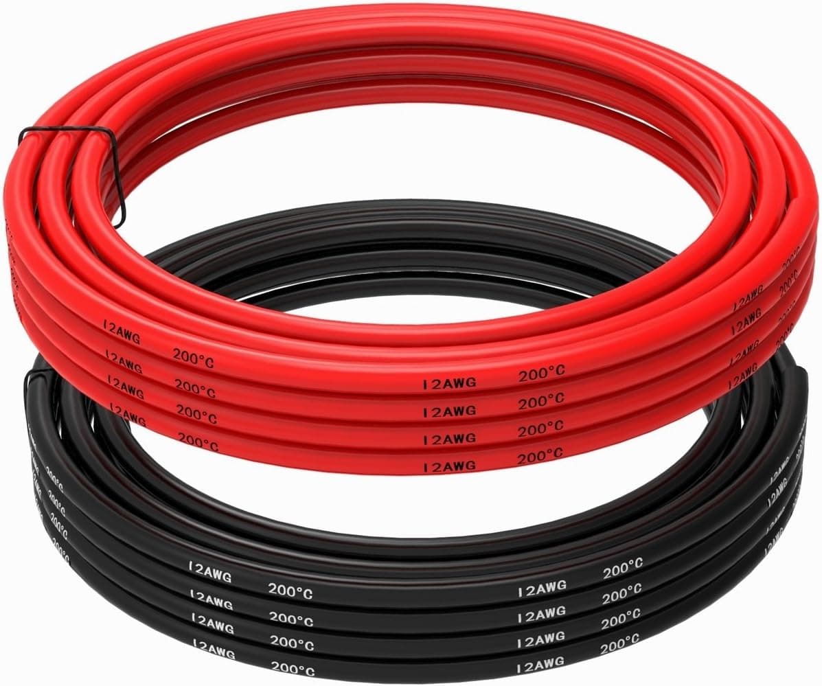 TUOFENG 12 Gauge Stranded Wire Ultra Flexible Silicone Wire 10 Feet [5 ft Black and 5 ft Red]-12 AWG Tinned Copper Wire High Temperature Resistance - Works Well for Model Battery Cable, Drone, helico