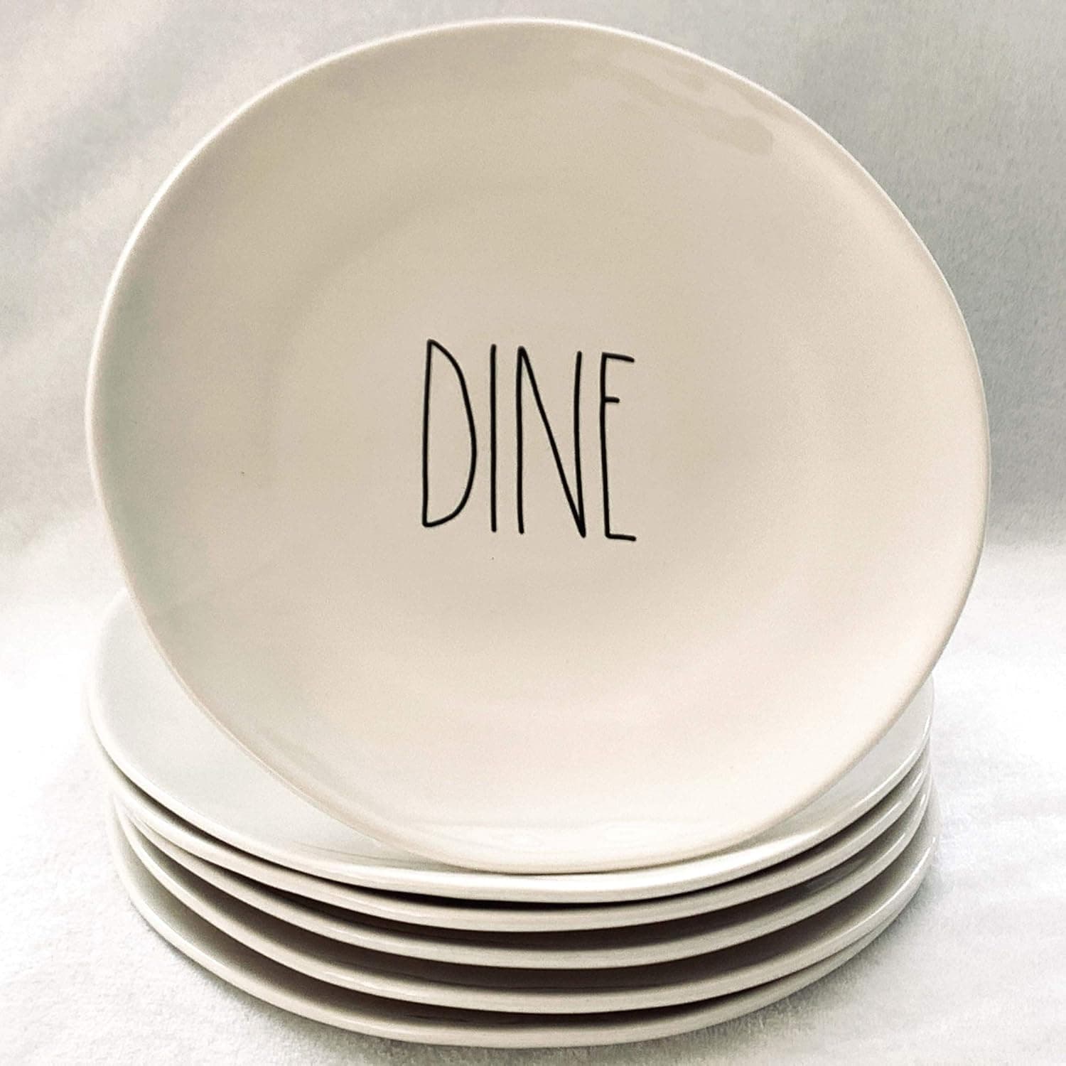 Rae Dunn by Magenta DINE Dinner Plates Set of 6. 11 Inch Diameter