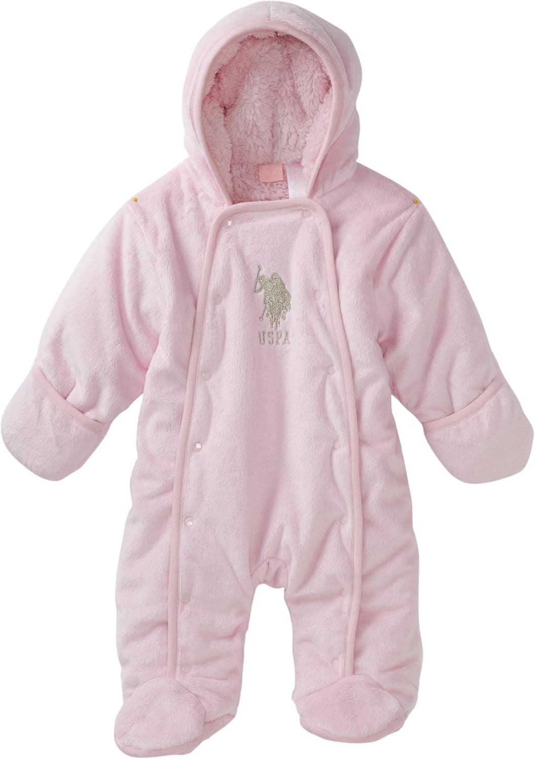 U.S. Polo Assn. Baby Girls' Newborn Double Front Snap Pram Set