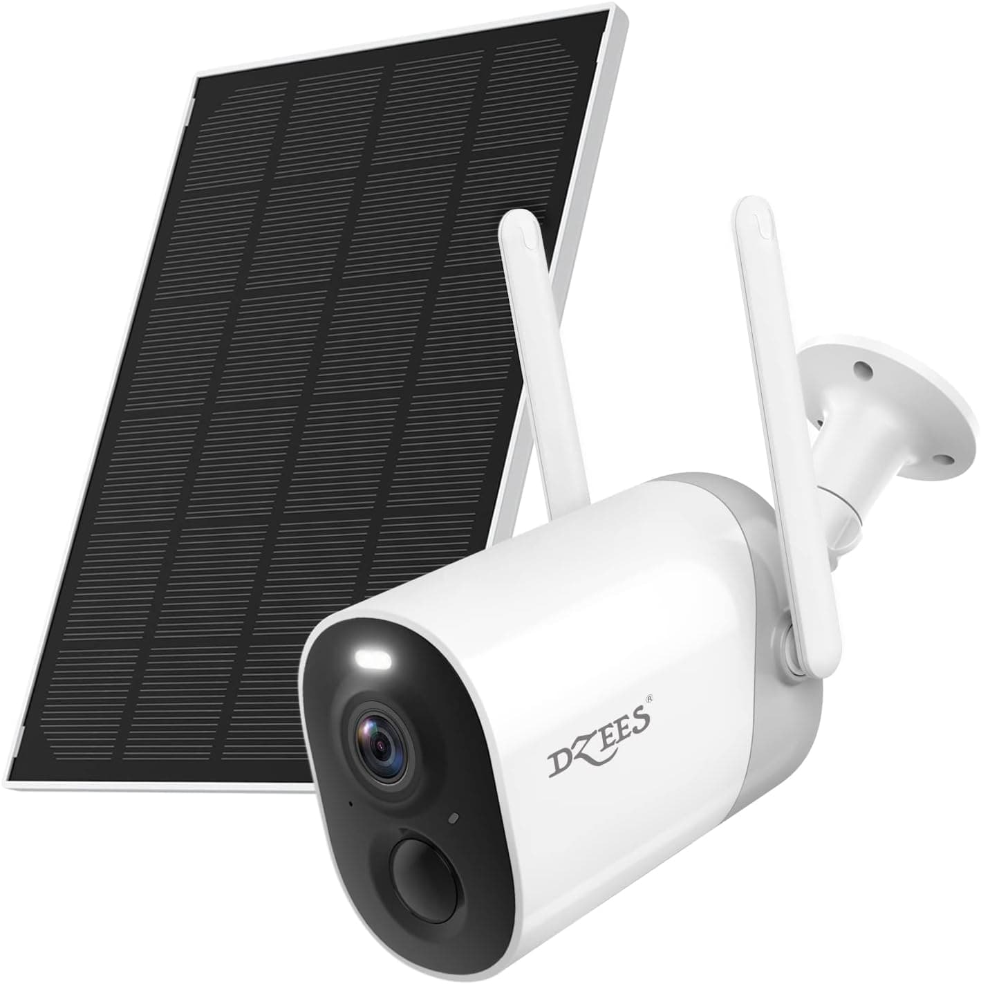 Dzees Security Cameras Wireless Outdoor,2K Solar Powered Outdoor Security Cameras with Siren & Spotlight, 2.4G WiFi Wireless Surveillance Cameras for Home Security, Color Night Vision/2-Way Talk/IP66