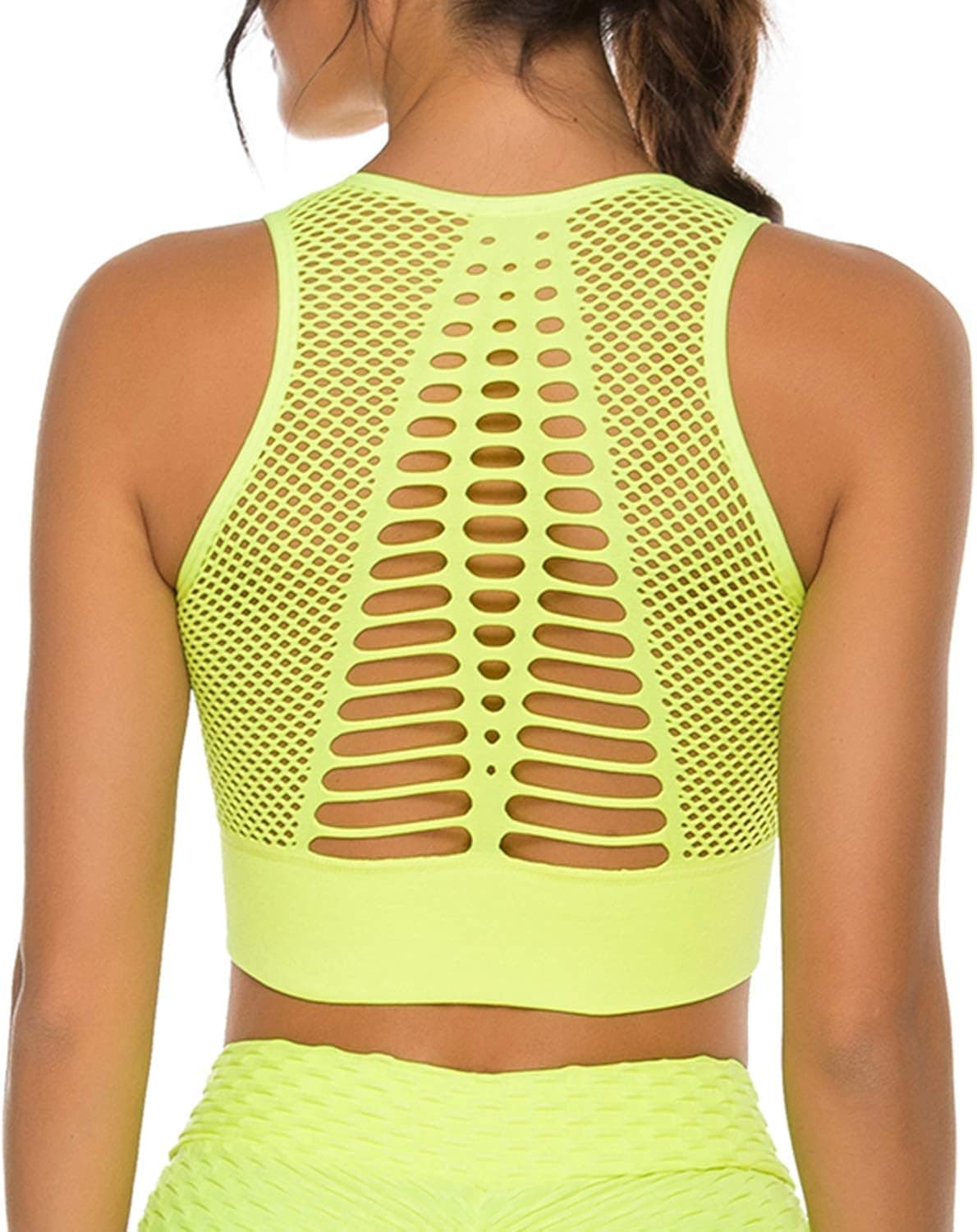 FITTOO Women's Seamless Sports Bras Hollowout Activewear Fitness Workout Yoga Running Crop Tops