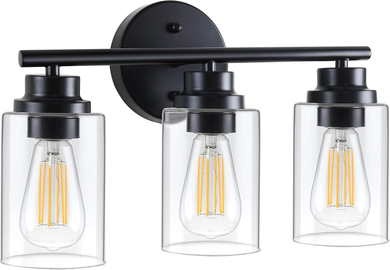 Bluex Bulbs 3 Light Vanity Lights Fixture - Metal & Glass Modern Lighting for Bathroom Light Fixtures Bedrooms, Living Rooms, Mirror Comes in Gold Black & Brushed Nickel Bathroom Vanity Light E26 Base