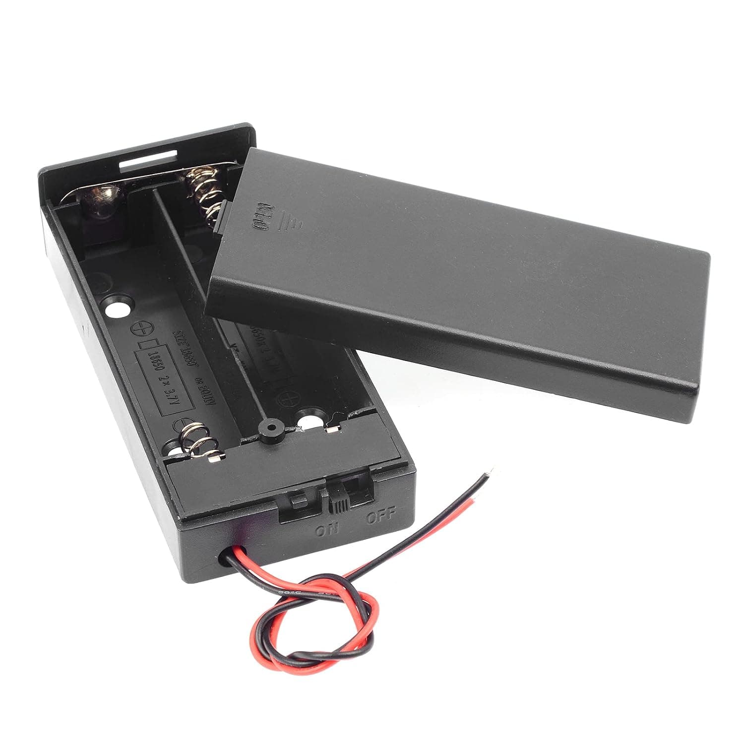 2 Set 2 x 18650 Thicken Battery Holder Base Box with ON/Off Switch and Wire and Cover by QTEATAK