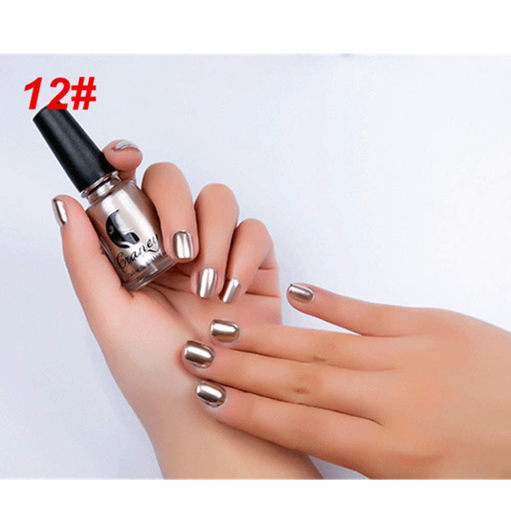 Aland 6ml Metallic Chrome Mirror Effect Manicure Tool Nail Art Polish Varnish Sticker 6Ml Mirror Nail Polish #12 Mirror Champagne Gold