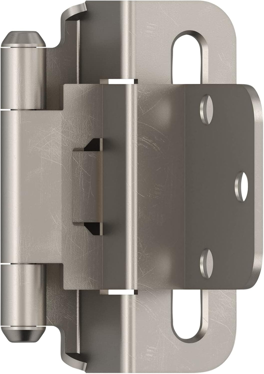 Amerock | Cabinet Hinge | 3/8 inch (10 mm) Inset Hinge | Satin Nickel | 2 Pack | Self-Closing Hinge | Partial Wrap Hinge | Cabinet Door Hinge