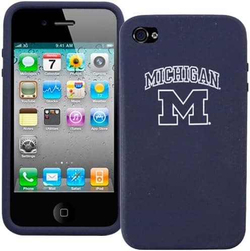 Tribeca FVA3437 Varsity Silicone Jacket for iPhone 4 - Michigan, U - Dark Blue