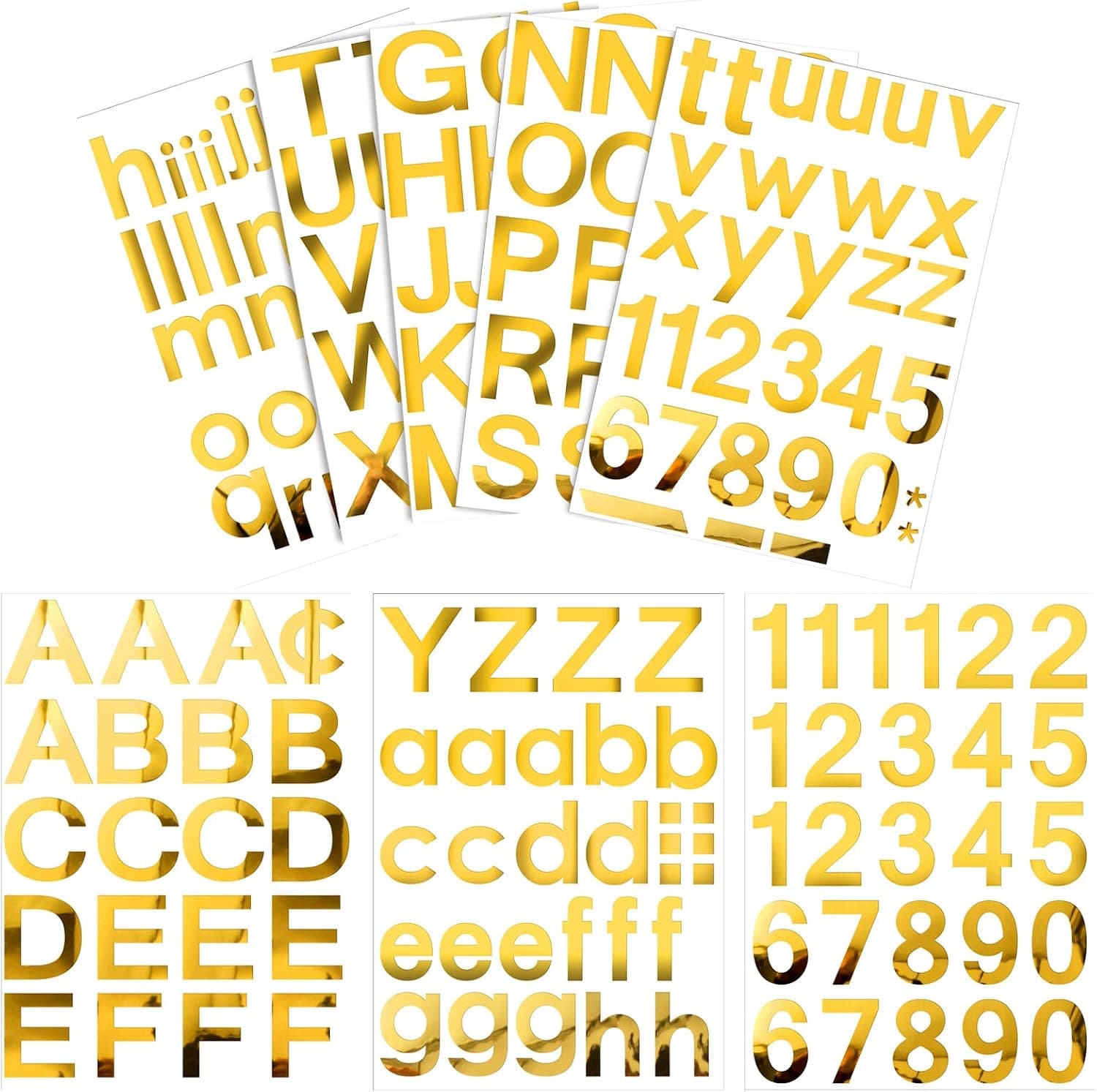 202 Pieces Self-Adhesive Vinyl Letters Numbers Kit, Mailbox Numbers Sticker for Mailbox, Signs, Window, Door, Cars, Trucks, Home, Business, Address Number (Gold,2 Inch)