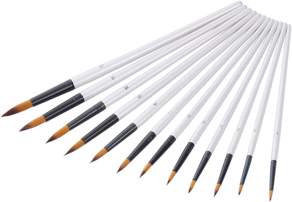 Mudder 12 Pieces Artist Paint Brushes Fine Paint Brush for Acrylic Watercolor Oil Painting (White)